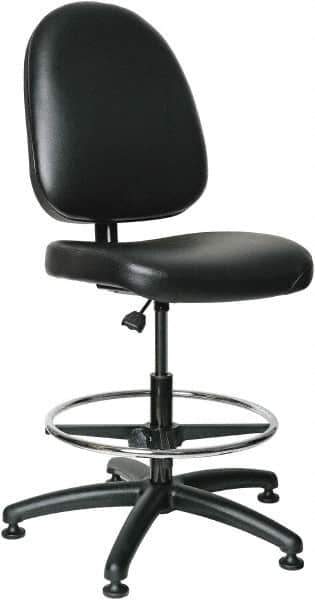 Bevco - 20 to 27-1/2" High Adjustable Height Swivel Stool - 27" Wide x 27" Deep, Vinyl Seat, Black - All Tool & Supply