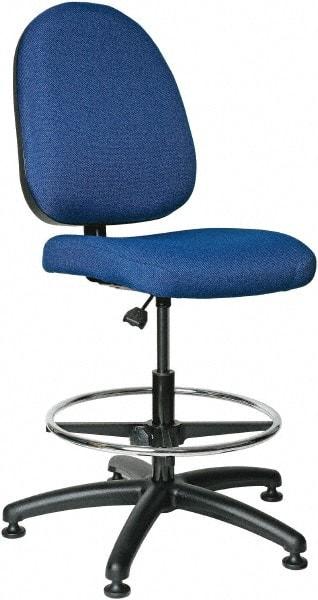 Bevco - 20 to 27-1/2" High Adjustable Height Swivel Stool - 27" Wide x 27" Deep, 100% Olefin Seat, Royal Blue - All Tool & Supply