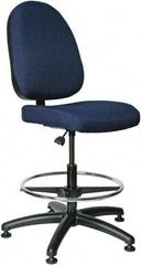 Bevco - 20 to 27-1/2" High Adjustable Height Swivel Stool - 27" Wide x 27" Deep, 100% Olefin Seat, Navy - All Tool & Supply