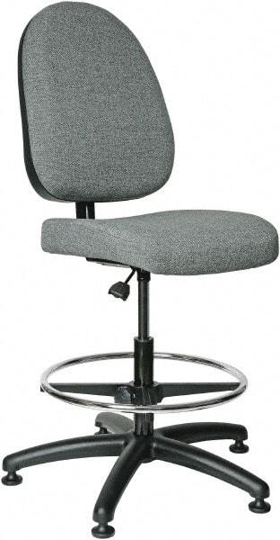 Bevco - 20 to 27-1/2" High Adjustable Height Swivel Stool - 27" Wide x 27" Deep, 100% Olefin Seat, Gray - All Tool & Supply