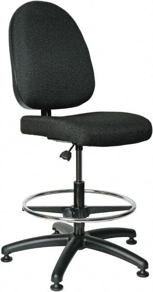 Bevco - 20 to 27-1/2" High Adjustable Height Swivel Stool - 27" Wide x 27" Deep, 100% Olefin Seat, Black - All Tool & Supply