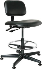 Bevco - 19-1/2 to 27" High Adjustable Height Swivel Stool - 27" Wide x 27" Deep, Vinyl Seat, Black - All Tool & Supply