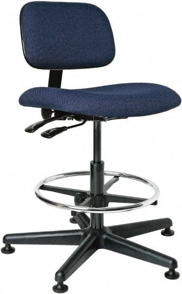 Bevco - 19-1/2 to 27" High Adjustable Height Swivel Stool - 27" Wide x 27" Deep, 100% Olefin Seat, Navy - All Tool & Supply