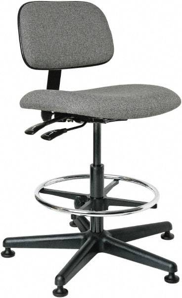 Bevco - 19-1/2 to 27" High Adjustable Height Swivel Stool - 27" Wide x 27" Deep, 100% Olefin Seat, Gray - All Tool & Supply