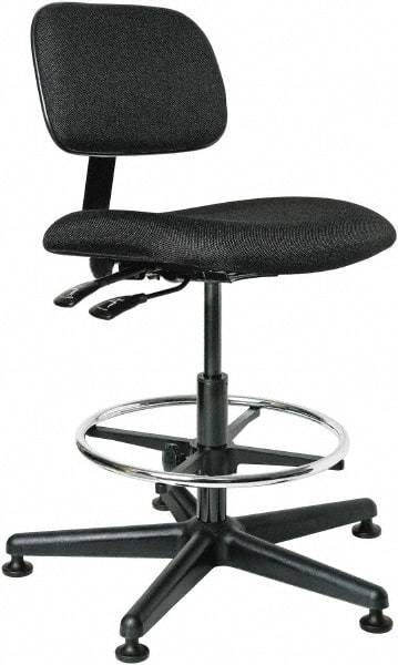 Bevco - 19-1/2 to 27" High Adjustable Height Swivel Stool - 27" Wide x 27" Deep, 100% Olefin Seat, Black - All Tool & Supply