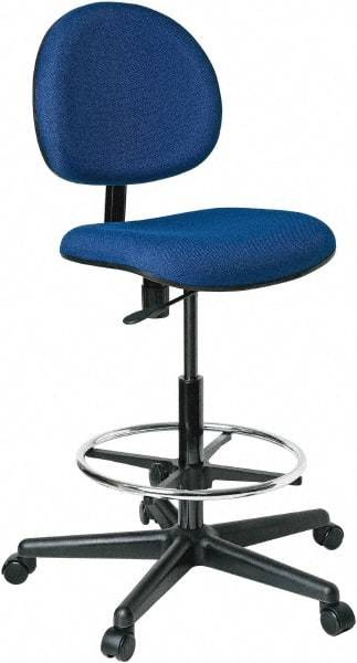 Bevco - 21 to 31" High Adjustable Height Swivel Stool - 27" Wide x 27" Deep, 100% Olefin Seat, Blue - All Tool & Supply