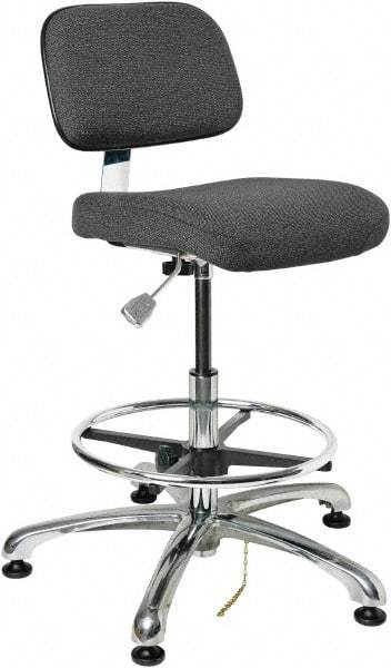 Bevco - 19 to 26-1/2" High Adjustable Height Swivel Stool - 27" Wide x 27" Deep, Conductive Cloth Seat, Gray - All Tool & Supply