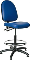 Bevco - 24 to 34" High Adjustable Height Swivel Stool - 27" Wide x 27" Deep, Vinyl Seat, Blue - All Tool & Supply