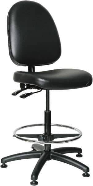 Bevco - 24 to 34" High Adjustable Height Swivel Stool - 27" Wide x 27" Deep, Vinyl Seat, Black - All Tool & Supply