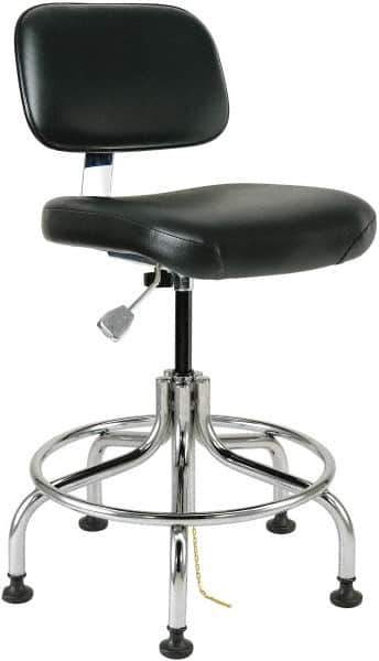 Bevco - 20 to 25" High Adjustable Height Swivel Stool - 27" Wide x 22" Deep, ESD Vinyl Seat, Black - All Tool & Supply