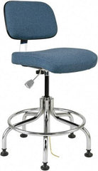 Bevco - 20 to 25" High Adjustable Height Swivel Stool - 27" Wide x 22" Deep, Conductive Cloth Seat, Slate Blue - All Tool & Supply