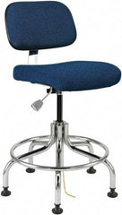 Bevco - 20 to 25" High Adjustable Height Swivel Stool - 27" Wide x 22" Deep, Conductive Cloth Seat, Gray - All Tool & Supply