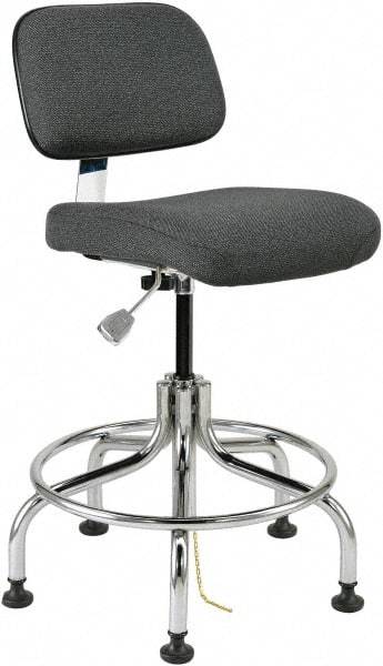 Bevco - 20 to 25" High Adjustable Height Swivel Stool - 27" Wide x 22" Deep, Conductive Cloth Seat, Gray - All Tool & Supply