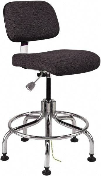 Bevco - 20 to 25" High Adjustable Height Swivel Stool - 27" Wide x 22" Deep, Conductive Cloth Seat, Ebony - All Tool & Supply