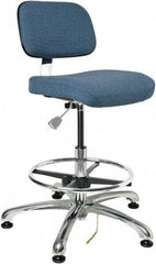 Bevco - 19 to 26-1/2" High Adjustable Height Swivel Stool - 27" Wide x 27" Deep, Conductive Cloth Seat, Slate Blue - All Tool & Supply