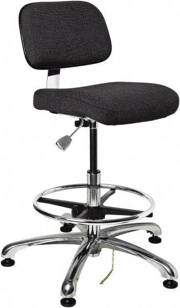 Bevco - 19 to 26-1/2" High Adjustable Height Swivel Stool - 27" Wide x 27" Deep, Conductive Cloth Seat, Ebony - All Tool & Supply