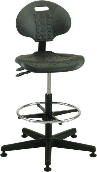 Bevco - 21 to 31" High Adjustable Height Swivel Stool - 27" Wide x 27" Deep, Polyurethane Seat, Black - All Tool & Supply