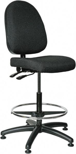 Bevco - 24 to 34" High Adjustable Height Swivel Stool - 27" Wide x 27" Deep, 100% Olefin Seat, Black - All Tool & Supply