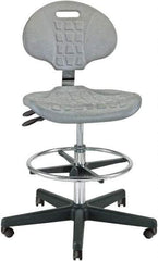 Bevco - 21 to 31" High Adjustable Height Swivel Stool - 27" Wide x 27" Deep, Polyurethane Seat, Gray - All Tool & Supply