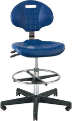 Bevco - 21 to 31" High Adjustable Height Swivel Stool - 27" Wide x 27" Deep, Polyurethane Seat, Blue - All Tool & Supply