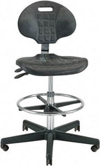 Bevco - 21 to 31" High Adjustable Height Swivel Stool - 27" Wide x 27" Deep, Polyurethane Seat, Black - All Tool & Supply