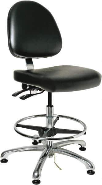 Bevco - 19 to 26-1/2" High Adjustable Height Swivel Stool - 27" Wide x 27" Deep, ESD Vinyl Seat, Black - All Tool & Supply