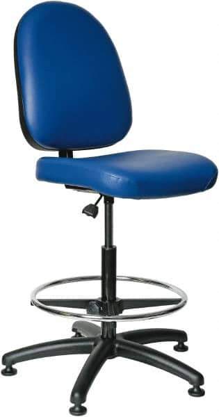 Bevco - 24 to 34" High Adjustable Height Swivel Stool - 27" Wide x 27" Deep, Vinyl Seat, Blue - All Tool & Supply