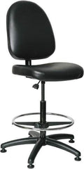 Bevco - 24 to 34" High Adjustable Height Swivel Stool - 27" Wide x 27" Deep, Vinyl Seat, Black - All Tool & Supply