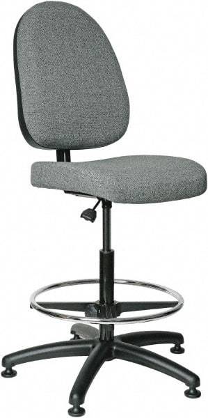 Bevco - 24 to 34" High Adjustable Height Swivel Stool - 27" Wide x 27" Deep, 100% Olefin Seat, Gray - All Tool & Supply