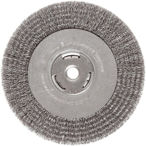 ‎Vortec Pro 4″ Narrow Face Crimped Wire Wheel, .014″ Steel Fill, 5/8″-11 UNC Nut, Retail Pack - All Tool & Supply