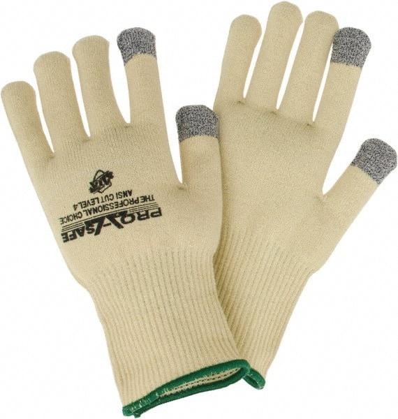 PRO-SAFE - Size M (8), ANSI Cut Lvl 4, 13-Guage Knit Cut Resistant Gloves - 9.25" Long, Yellow/Gray, Paired - All Tool & Supply