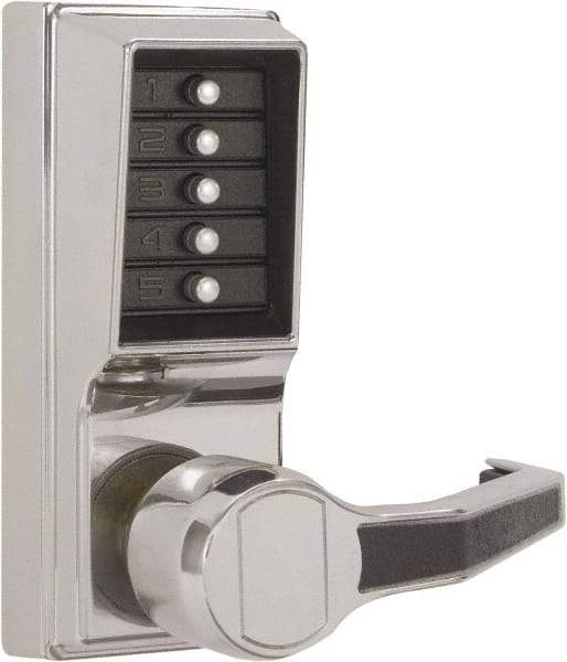 Kaba Access - Combination Entry Lever Lockset - 2-3/4" Back Set, No Cylinder, Zamak3, Satin Chrome Finish - All Tool & Supply