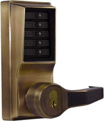 Kaba Access - Combination Entry Lever Lockset with Key Override - 2-3/4" Back Set, No Cylinder, Zamak3, Antique Brass Finish - All Tool & Supply