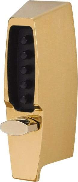 Kaba Access - 1-3/8 to 2-1/4" Door Thickness, Bright Brass Finish, Push Button Deadbolt - Nonhanded Handling, Combination Override, Keyless Cylinder - All Tool & Supply