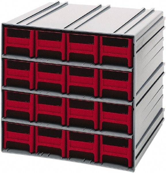 Quantum Storage - 16 Drawer, 16 Compartment, Small Parts Drawer Cabinet System - 11-3/8" Deep x 11-3/4" Wide x 11" High - All Tool & Supply