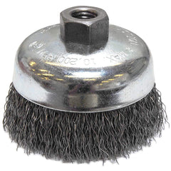 ‎Vortec Pro 4″ Crimped Wire Cup Brush, .020″ Steel Fill, 5/8″-11 UNC Nut, Retail Pack - All Tool & Supply