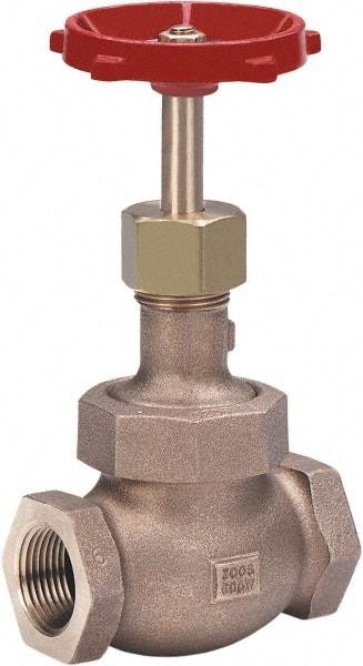 Milwaukee Valve - 3/4" Pipe, Threaded (NPT) Ends, Bronze Integral Globe Valve - Bronze Disc, Union Bonnet, 600 psi WOG, 300 psi WSP, Class 300 - All Tool & Supply