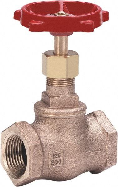 Milwaukee Valve - 1/4" Pipe, Threaded (NPT) Ends, Bronze Integral Globe Valve - Bronze Disc, Threaded Bonnet, 200 psi WOG, 125 psi WSP, Class 125 - All Tool & Supply