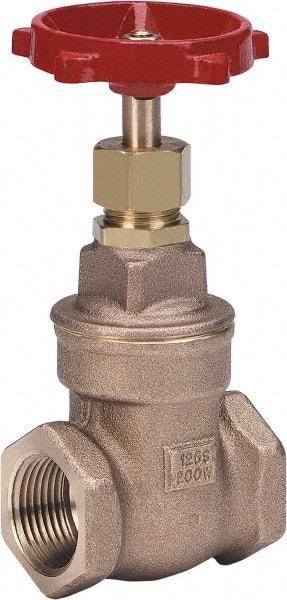 Milwaukee Valve - 2" Pipe, Class 125, Threaded (NPT) Bronze Solid Wedge Stem Gate Valve - 200 WOG, 125 WSP, Threaded Bonnet, For Use with Water, Oil & Gas - All Tool & Supply