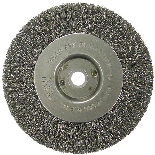 ‎Vortec Pro 4″ Crimped Wire Wheel, .014″ Steel Fill, Narrow Face, 1/2″-3/8″ Arbor Hole, Retail Pack - All Tool & Supply