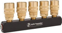 Value Collection - 1/4" Inlet, 1/4" Outlet Manifold - 6.1" Long 1 Inlet Port, 5 Outlet Ports - All Tool & Supply