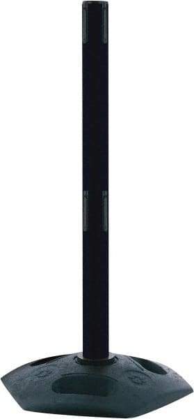 Tensator - 38" High, 2-1/2" Pole Diam, Receiver Post - 19" Base Diam, Octagon Recycled Rubber Base, Black Plastic Post, Tape, Dual Line Tape, For Outdoor Use - All Tool & Supply