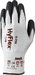 Ansell - Size S (7), ANSI Cut Lvl 4, Abrasion Lvl 6, Polyurethane Coated Cut Resistant Gloves - 9" Long, Palm & Fingertips Coated, Intercept Technology Yarn Lining, Knit Wrist, White/Gray, Paired - All Tool & Supply