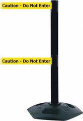 Tensator - 38" High, 2-1/2" Pole Diam, 4 Way Stanchion - 19" Base Diam, Octagon Recycled Rubber Base, Black Plastic Post, 7-1/2' x 2" Tape, Dual Line Tape, For Outdoor Use - All Tool & Supply