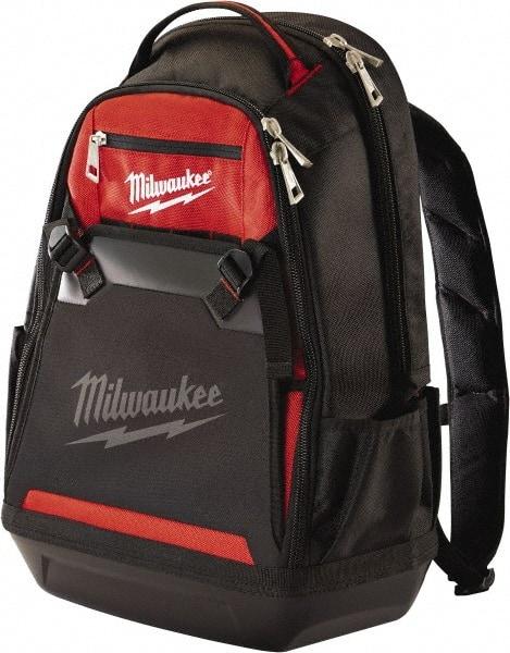 Milwaukee Tool - 35 Pocket Black & Red Ballistic Polyester Backpack Tool Bag - 9" Wide x 24" Deep x 15-13/32" High - All Tool & Supply