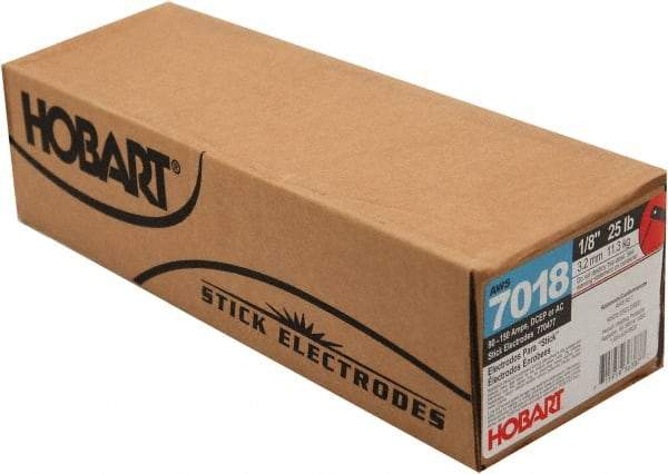 Hobart Welding Products - 14" Long, 1/8" Diam, High Strength Mild Steel Arc Welding Electrode - E7018 - Exact Industrial Supply