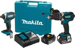 Makita - 18 Volt Cordless Tool Combination Kit - Includes 1/2" Hammer Drill/Driver & Impact Driver, Lithium-Ion Battery Included - All Tool & Supply