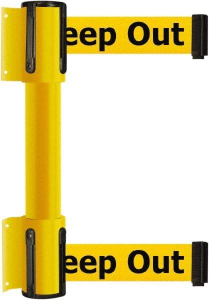 Tensator - 16.64" High x 89" Long x 3" Wide Barrier Dual Line Wall Mount - Steel, Yellow Powdercoat Finish, Yellow, Use with 898 Wall Receiver - All Tool & Supply