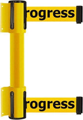 Tensator - 16.64" High x 89" Long x 3" Wide Barrier Dual Line Wall Mount - Steel, Yellow Powdercoat Finish, Yellow, Use with 898 Wall Receiver - All Tool & Supply