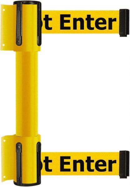 Tensator - 16.64" High x 156" Long x 3" Wide Barrier Dual Line Wall Mount - Steel, Yellow Powdercoat Finish, Yellow, Use with 898 Wall Receiver - All Tool & Supply